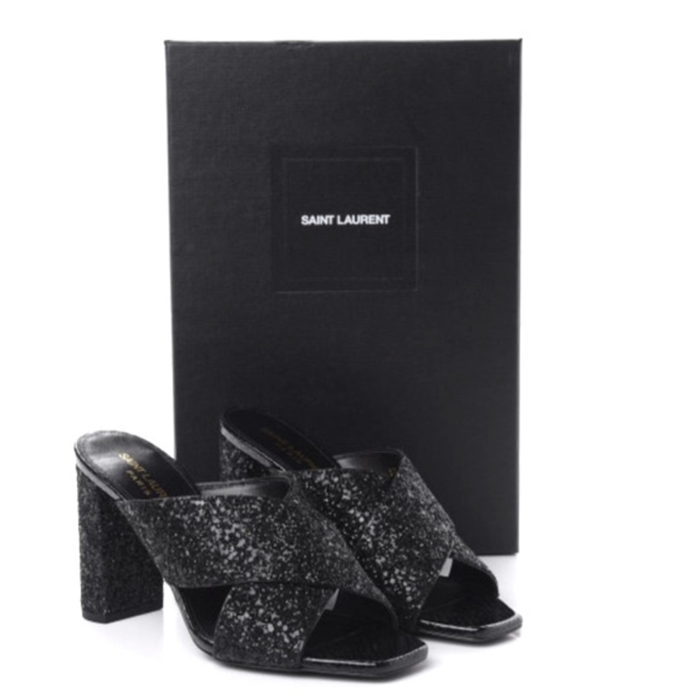 Saint Laurent Glitter LouLou 95 Glitter Mule Sandal size 39